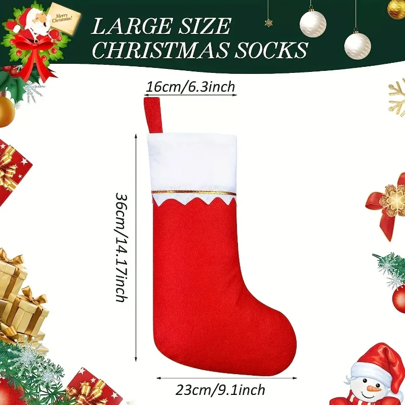 12 festive red Christmas stockings with Santa Claus and reindeer design - for holiday celebrations - Image 6