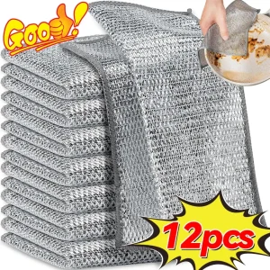 1/20pcs Magic Cleaning Cloth Thickened Double -sided Metal Steel Wire Rags Kitchen Dish Pot Washdishing Cloths Towel Clean Tools