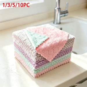 1/2/10PCS Microfiber Dish Cloths Multi Purpose Dishwashing Towels for Tableware Double Sided Cleaning Rags Kitchen Accessories