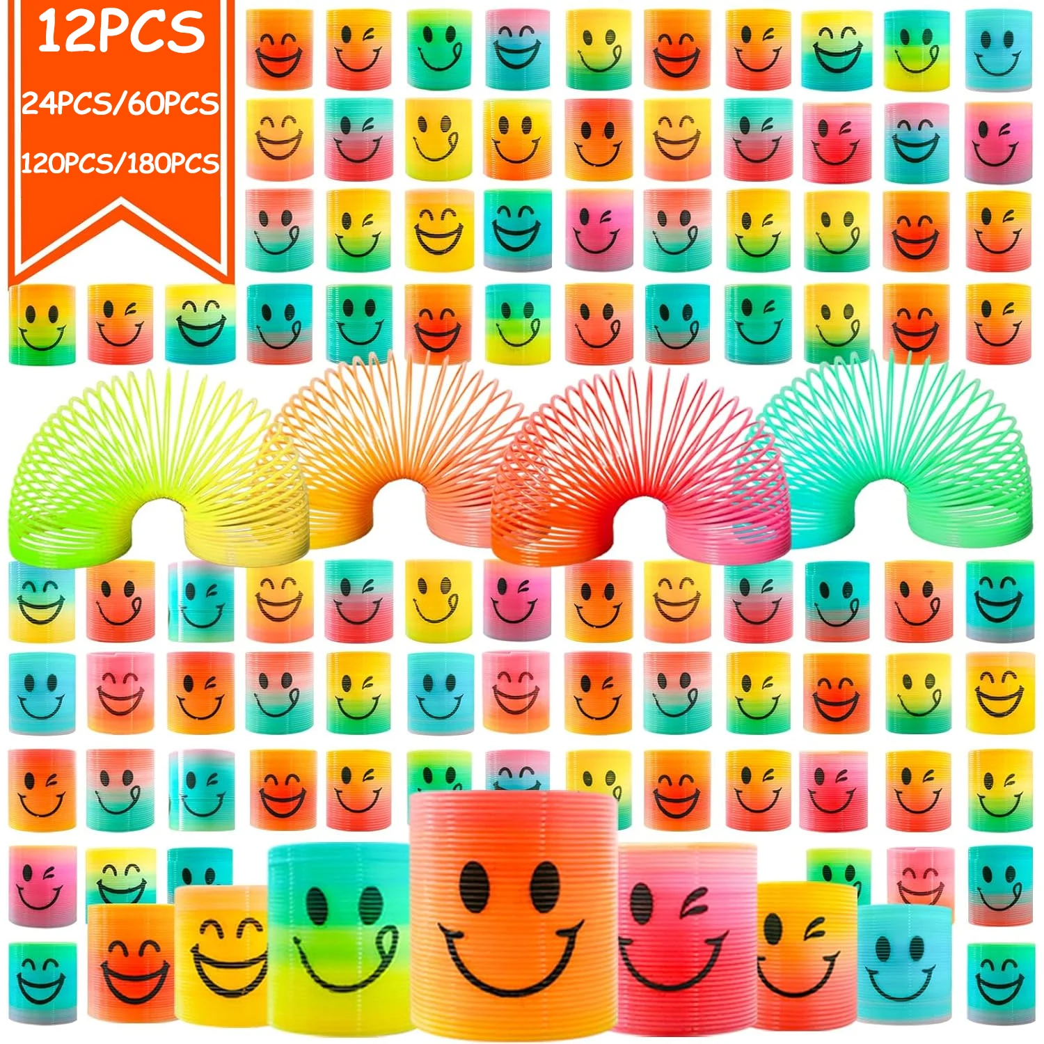12/180Pcs Mini Rainbow Magic Springs Circle Party Favor Birthdy Gift Fidgot Goodie Bag Stuffers Pinata Filler Gifts Party Gift