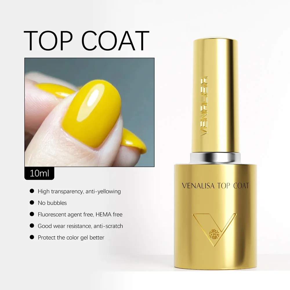 1/2/3pcs Kit Venalisa 10ml Nail Gel Polish HEMA/TPO Free Base Ultra Glossy Diamond Tempered Long Wear Top Coat Matt Gel Varnish - Image 4