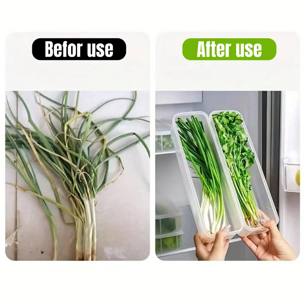 1/2/4Pcs Refrigerator Storage Boxes With Lid Plastic Fresh Keeping Box Kitchen Scallions Cilantro Eggs Noodles Sealed Container - Image 3