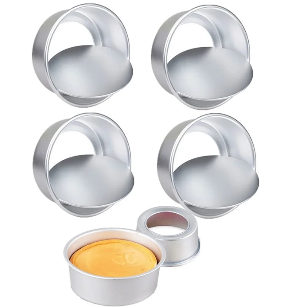 1/2/4pcs Aluminum Round Cake Pan with Removable Bottom 4inch Cake Mould Mini Cake Pan Performance Chiffon Cake Mold For Baking