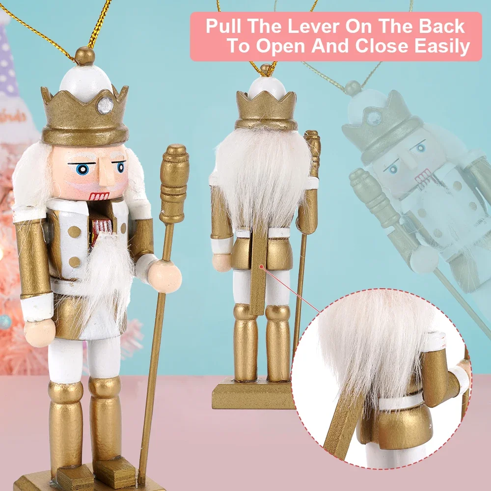 12CM Nutcracker Puppet Soldier Ornaments Christmas Tree Pendant Decoration Golden Soldiers Dolls Mini Nutcracker Toy Gift - Image 3