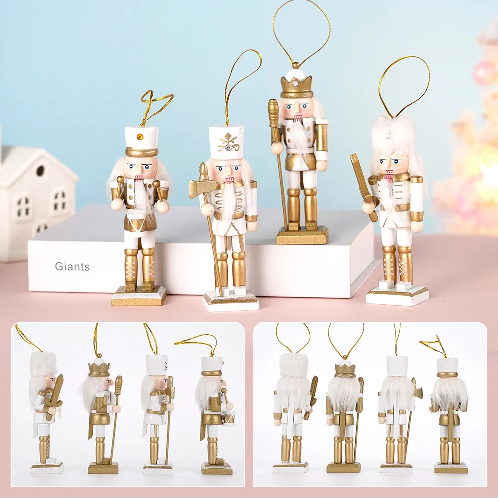 12CM Nutcracker Puppet Soldier Ornaments Christmas Tree Pendant Decoration Golden Soldiers Dolls Mini Nutcracker Toy Gift - Image 5