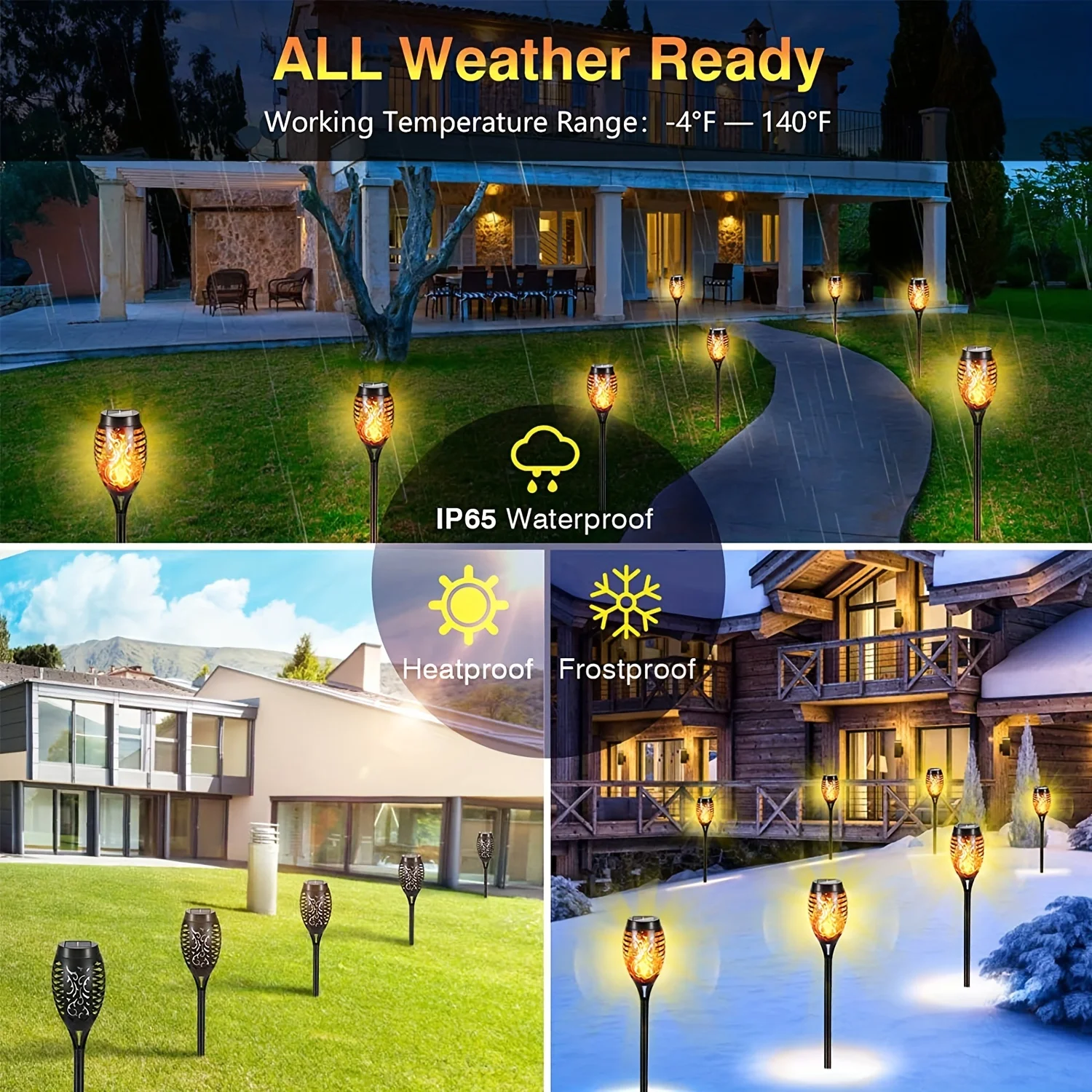 12LED Solar Flame Light Outdoor,Waterproof 12LEDs Torches Landscape Lamp For Outdoor Courtyard Garden Yard,Halloween Decorations - Image 4