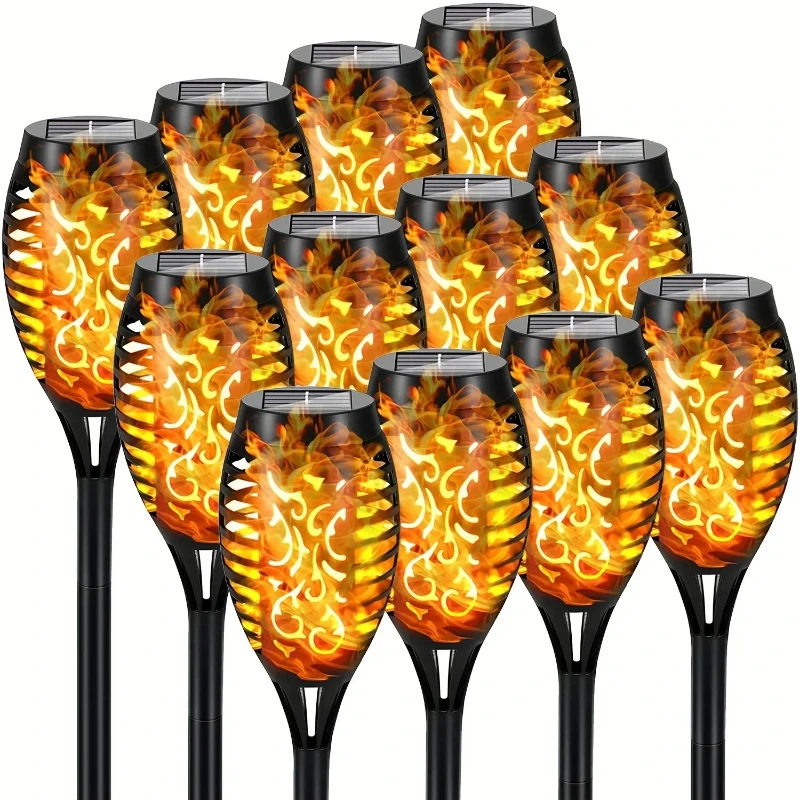12LED Solar Flame Light Outdoor,Waterproof 12LEDs Torches Landscape Lamp for Outdoor Courtyard Garden Yard,Halloween Decorations - Image 3