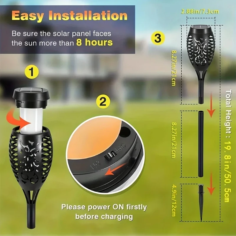 12LED Solar Flame Light Outdoor,Waterproof 12LEDs Torches Landscape Lamp for Outdoor Courtyard Garden Yard,Halloween Decorations - Image 4