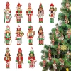 12PCS New Christmas candy Nutcracker flat hanging Xmas Tree Hanging Ornament Christmas Decoration for Home Gift