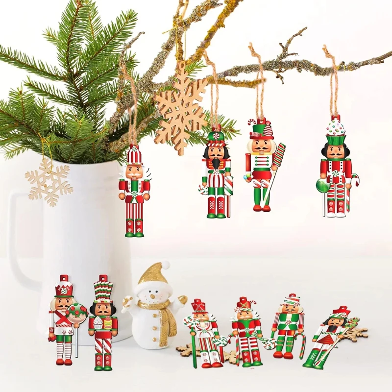12PCS New Christmas candy Nutcracker flat hanging Xmas Tree Hanging Ornament Christmas Decoration for Home Gift - Image 5