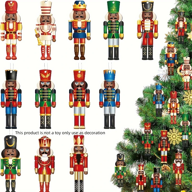 12PCS New Christmas candy Nutcracker flat hanging Xmas Tree Hanging Ornament Christmas Decoration for Home Gift - Image 3