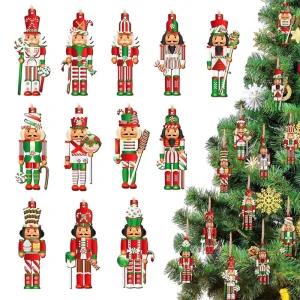 12PCS New Christmas candy Nutcracker flat hanging Xmas Tree Hanging Ornament Christmas Decoration for Home Gift
