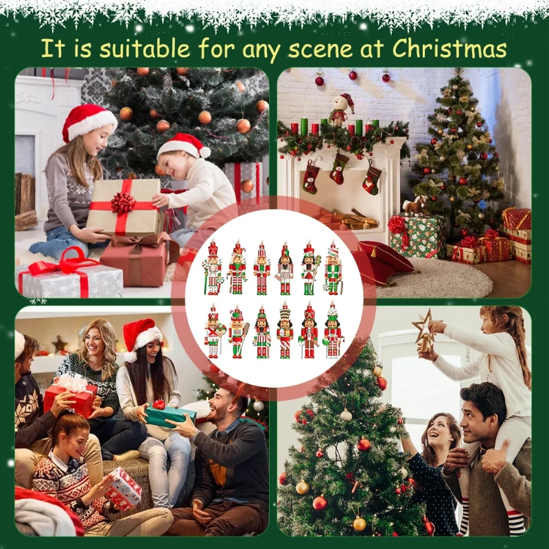 12PCS New Christmas candy Nutcracker flat hanging Xmas Tree Hanging Ornament Christmas Decoration for Home Gift - Image 6