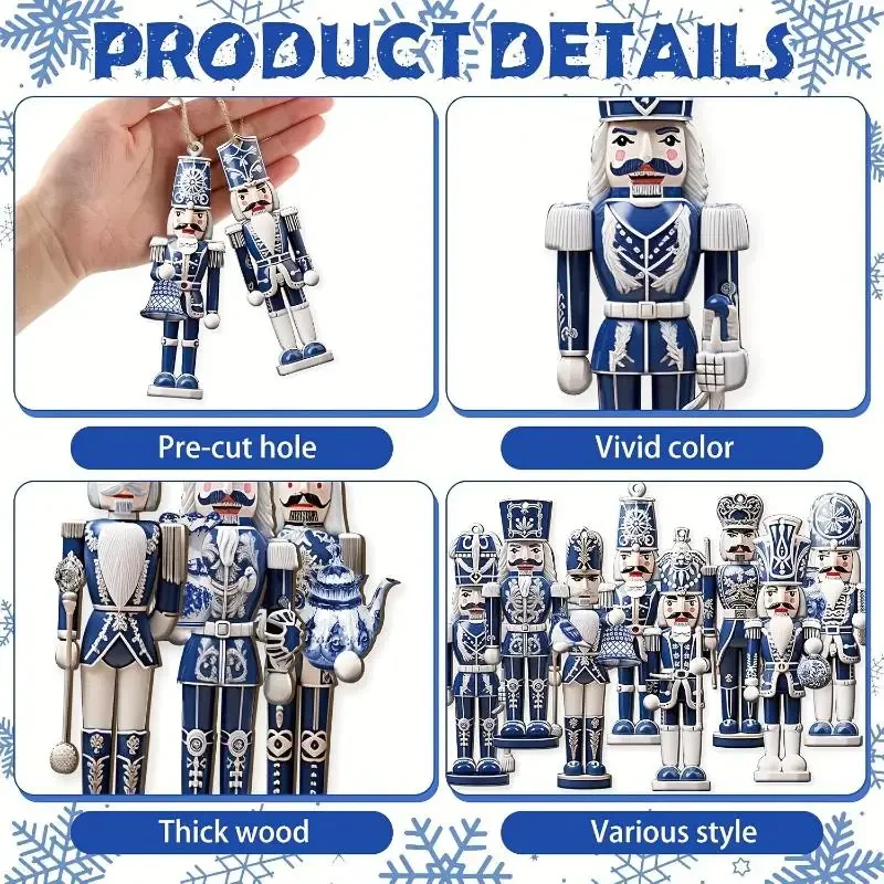 12PCS Nutcracker Wooden Decorative Set - New Year Christmas Gift, Party Decoration And Home Decor Xmas Tree Hanging Ornament - Image 2