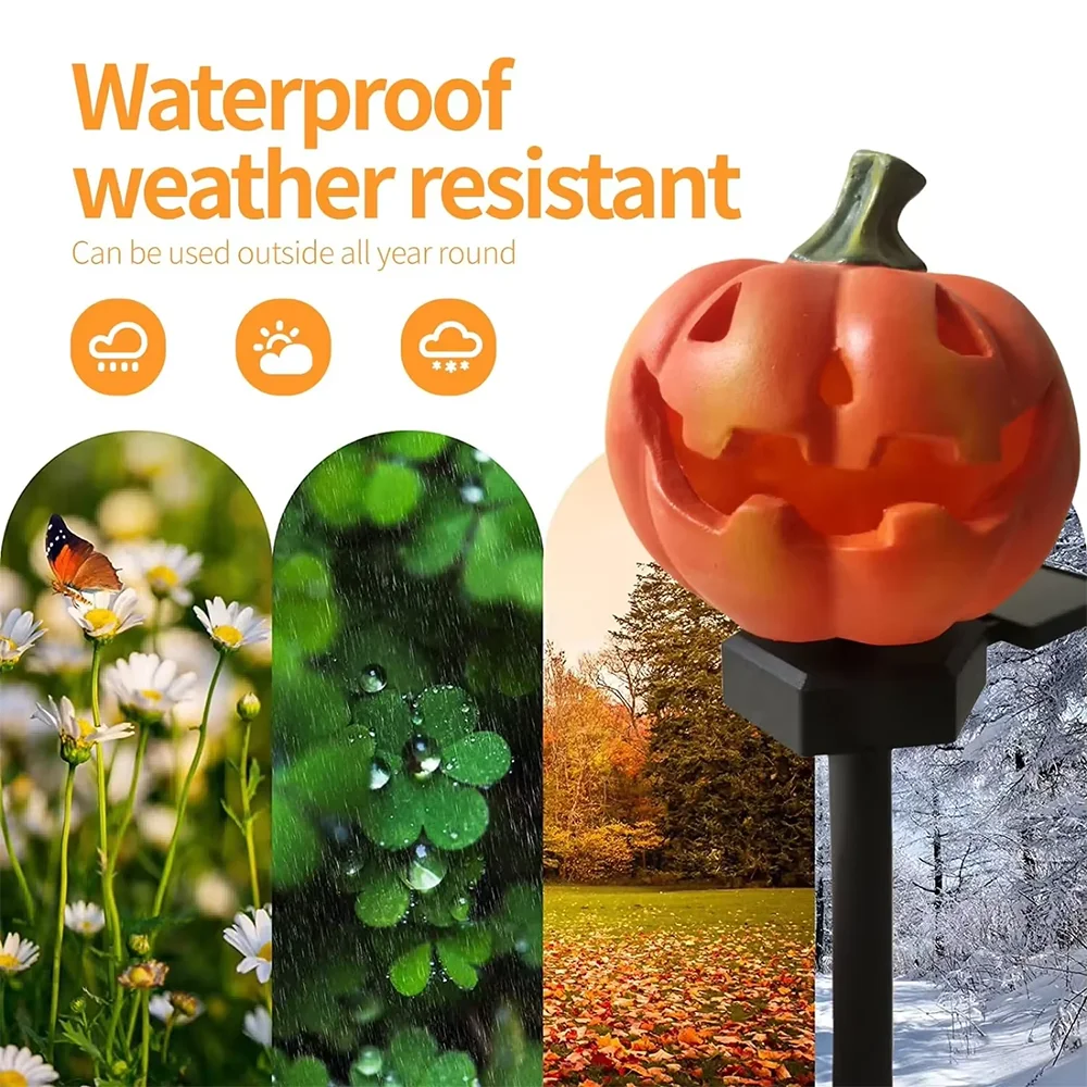 1/2PCS Solar LED Light Outdoor Halloween Pumpkin Lantern Waterproof Solar Lawn Light Outdoor Lighting Solar Light Garden Light - Image 2