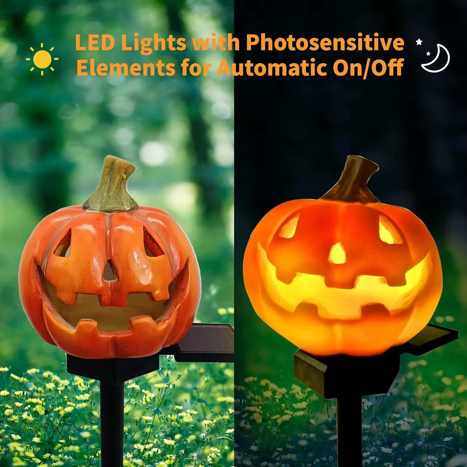 1/2PCS Solar LED Light Outdoor Halloween Pumpkin Lantern Waterproof Solar Lawn Light Outdoor Lighting Solar Light Garden Light - Image 3