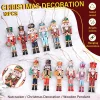 12Pcs/Set New Wooden Christmas Nutcracker Soldier Pendants Christmas Tree Ornaments Navidad Natal Xmas Gift Happy New Year