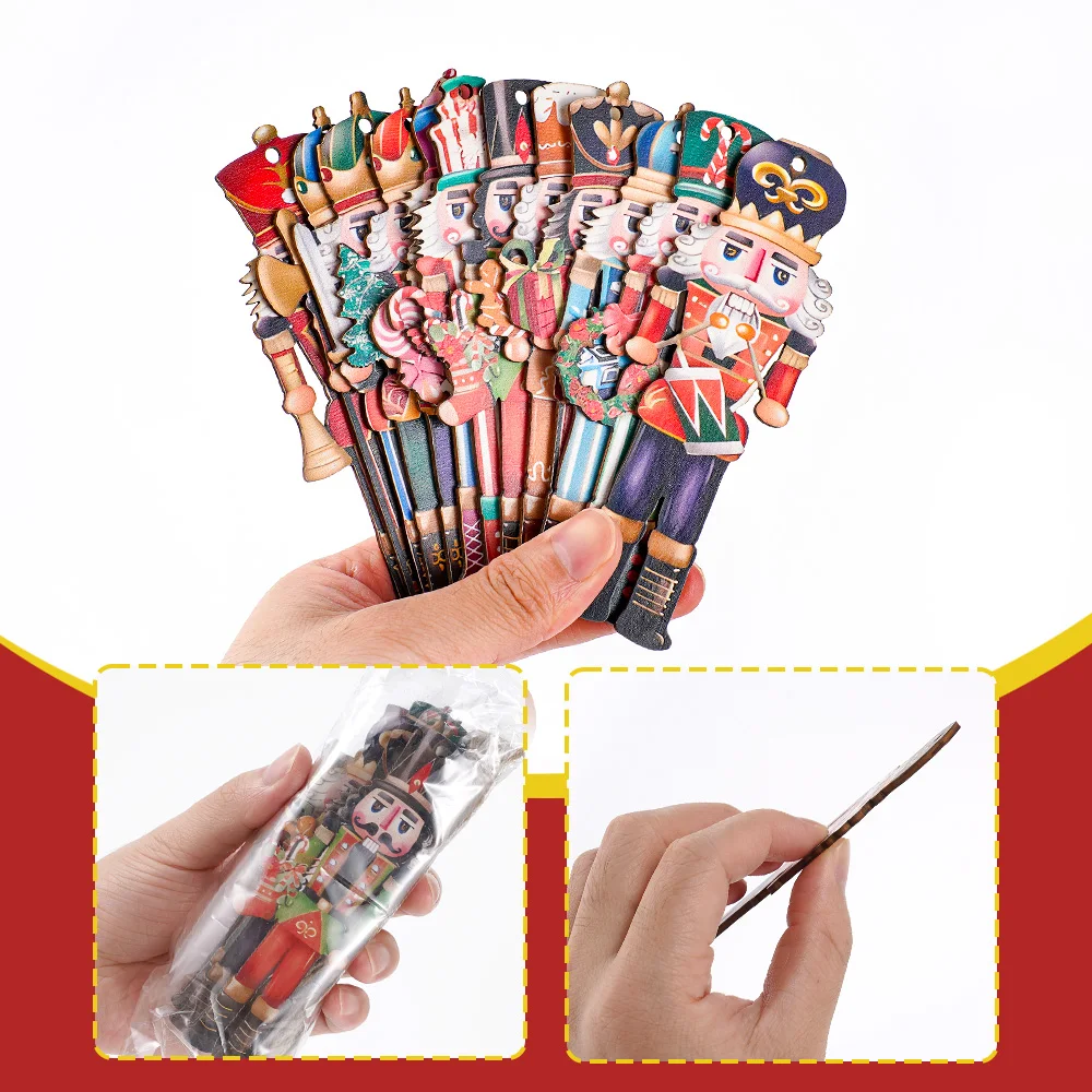 12Pcs/Set New Wooden Christmas Nutcracker Soldier Pendants Christmas Tree Ornaments Navidad Natal Xmas Gift Happy New Year - Image 6