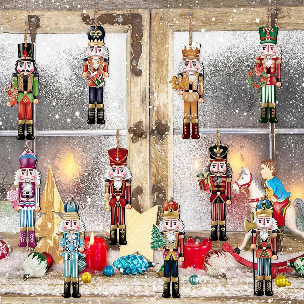 12Pcs/Set New Wooden Christmas Nutcracker Soldier Pendants Christmas Tree Ornaments Navidad Natal Xmas Gift Happy New Year - Image 3