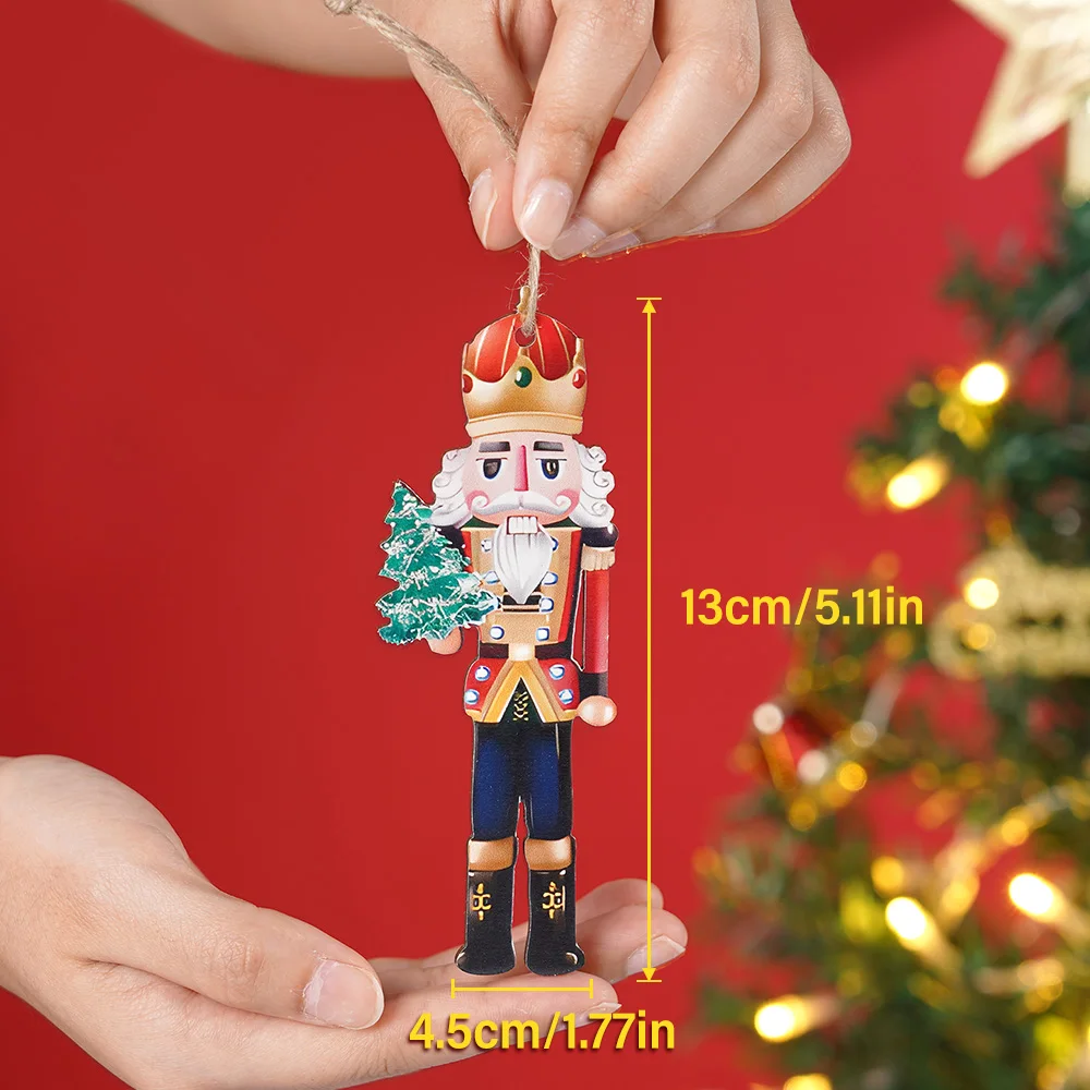 12Pcs/Set New Wooden Christmas Nutcracker Soldier Pendants Christmas Tree Ornaments Navidad Natal Xmas Gift Happy New Year - Image 5