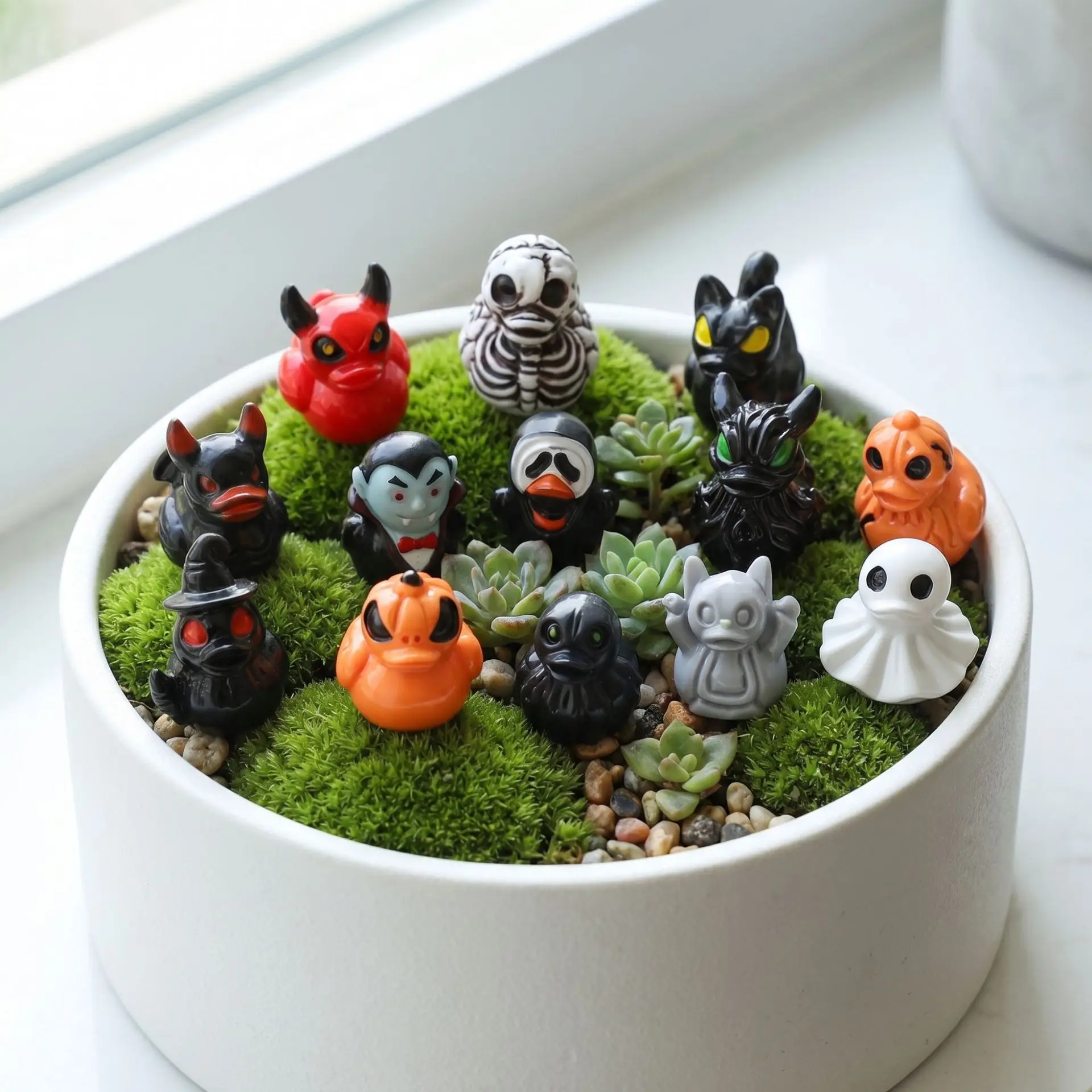 12Pcs/set Mini Resin Halloween Ducks and Ghost Miniatures Figurines Bulk for Garden Fairy Micro Landscape Home DIY Decoration - Image 2