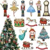 12Pcs/set Nutcracker Puppet Christmas Tree Pendant Wooden Nutcracker Soldier Hanging Pendant Noel New Year Party Home Decoration