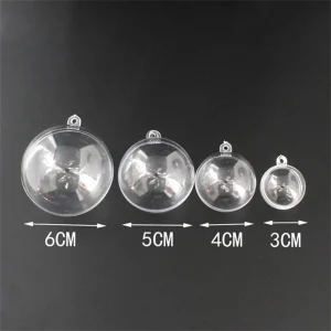12pcs 4Cm Acrylic Clear Fillable Christmas Tree Decor Transparent Plastic Sphere Party Wedding Hanging Ornament Home
