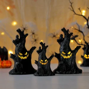1/2pcs Halloween Tree Lights Decorations Haunted Tree with Glowing Eyes for Home Indoor Haunted House Halloween Party Decoration
