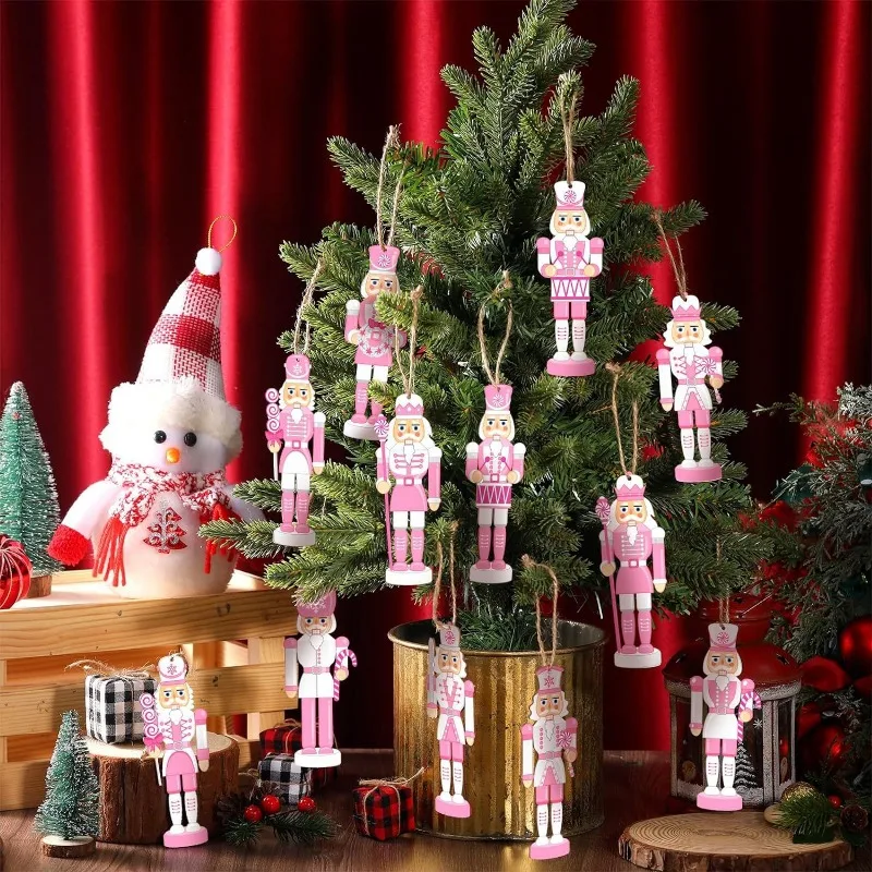 12pcs Nutcracker Soldier Pendant Wooden Character Ornament Christmas Tree Decoration Xmas Gifts Hanging Home Decor Accessories - Image 3