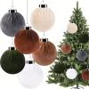 12pcs Set Multicolor Christmas Tree Ornaments Velvet Balls Shatterproof Xmas Bulbs Decorations Green Brown Neutral Pack