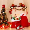 1/2pcs Velvet Santa Claus Gifts Bag With Drawstring Accents For Christmas Holiday Party Supplies Convenient Drawstring Bags
