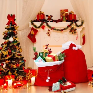 1/2pcs Velvet Santa Claus Gifts Bag With Drawstring Accents For Christmas Holiday Party Supplies Convenient Drawstring Bags