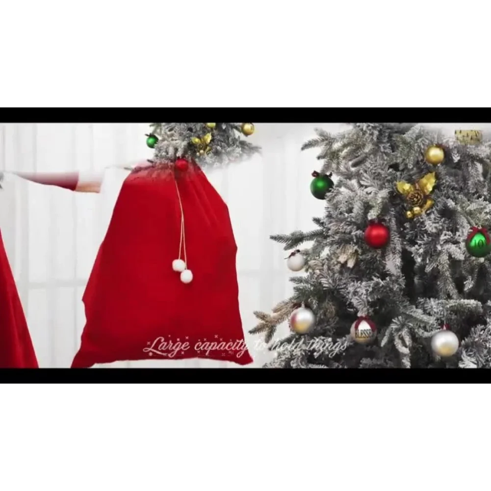 1/2pcs Velvet Santa Claus Gifts Bag With Drawstring Accents For Christmas Holiday Party Supplies Convenient Drawstring Bags - Image 6