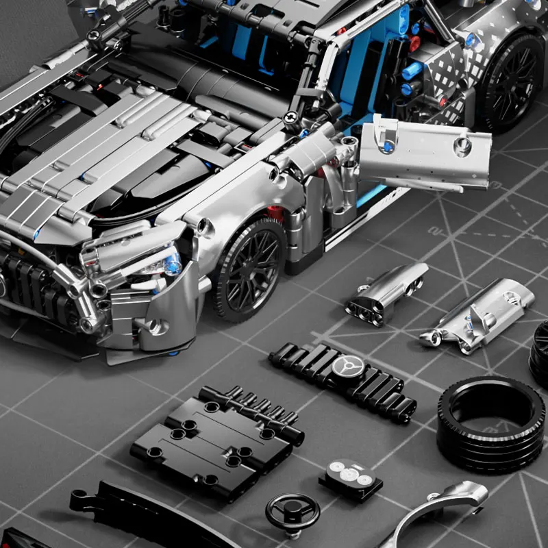 1310 PCS Racing Car Building Blocks Set, 1:14 Scale Technical Sports Vehicle Model Kit for Adults, Assembly Toys Birthday Gifts - Image 4