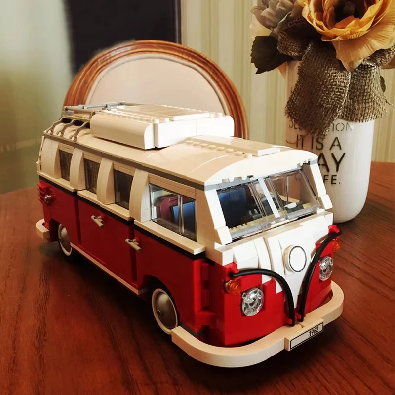 1332pcs Technical T1 Camper Van Bus Car Building Blocks Vehicle Assemble Model Fit MOC Set Bricks Toys For Boys Girl Gifts - Image 5