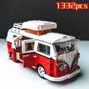 1332pcs Technical T1 Camper Van Bus Car Building Blocks Vehicle Assemble Model Fit MOC Set Bricks Toys For Boys Girl Gifts