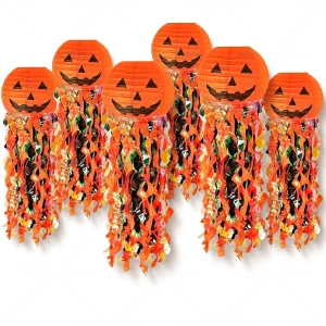 1/3PCS Charmed 10 inch Halloween Jack o Lantern Pumpkin Paper Lanterns Orange, Trick or Treat Spooky Halloween Decorations