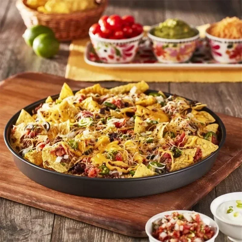 1/3pcs Round Pizza Pan Microwave Oven Pan Chip Tray Dish Carbon Steel Non-stick Mold Bakeware Pizza Tray, 8/9/10 Inch - Image 4