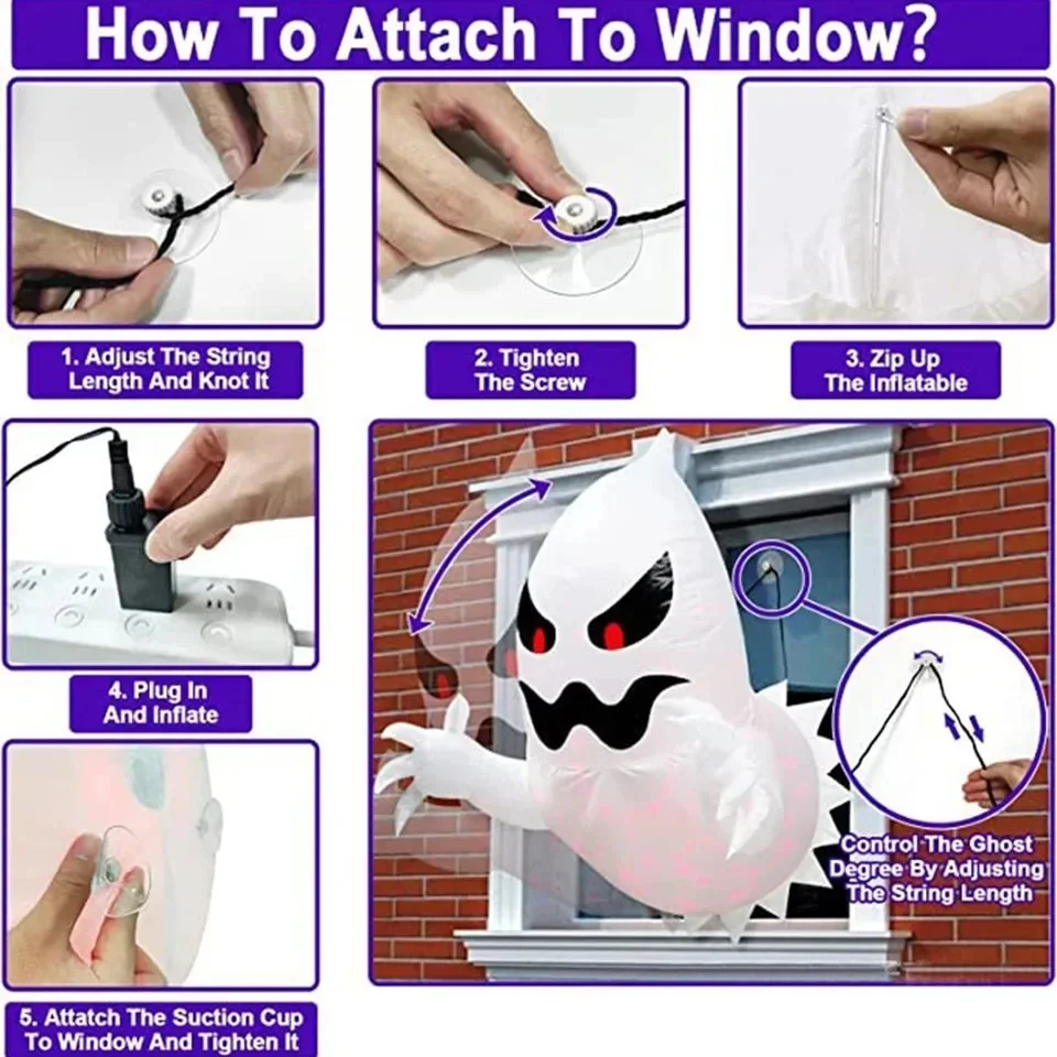 140cm Halloween Ghost Scary Inflatable Giant Blow Up Foldable Phantom Unique Coming Party Outside Yard Garden Lawn Decor Prop - Image 3