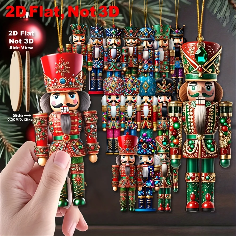 14/28pcs Nutcracker Soldier Christmas Wooden Hanging Decors Wood Gift Xmas Pendant Christmas Party Supplies Home Decor Christmas - Image 5