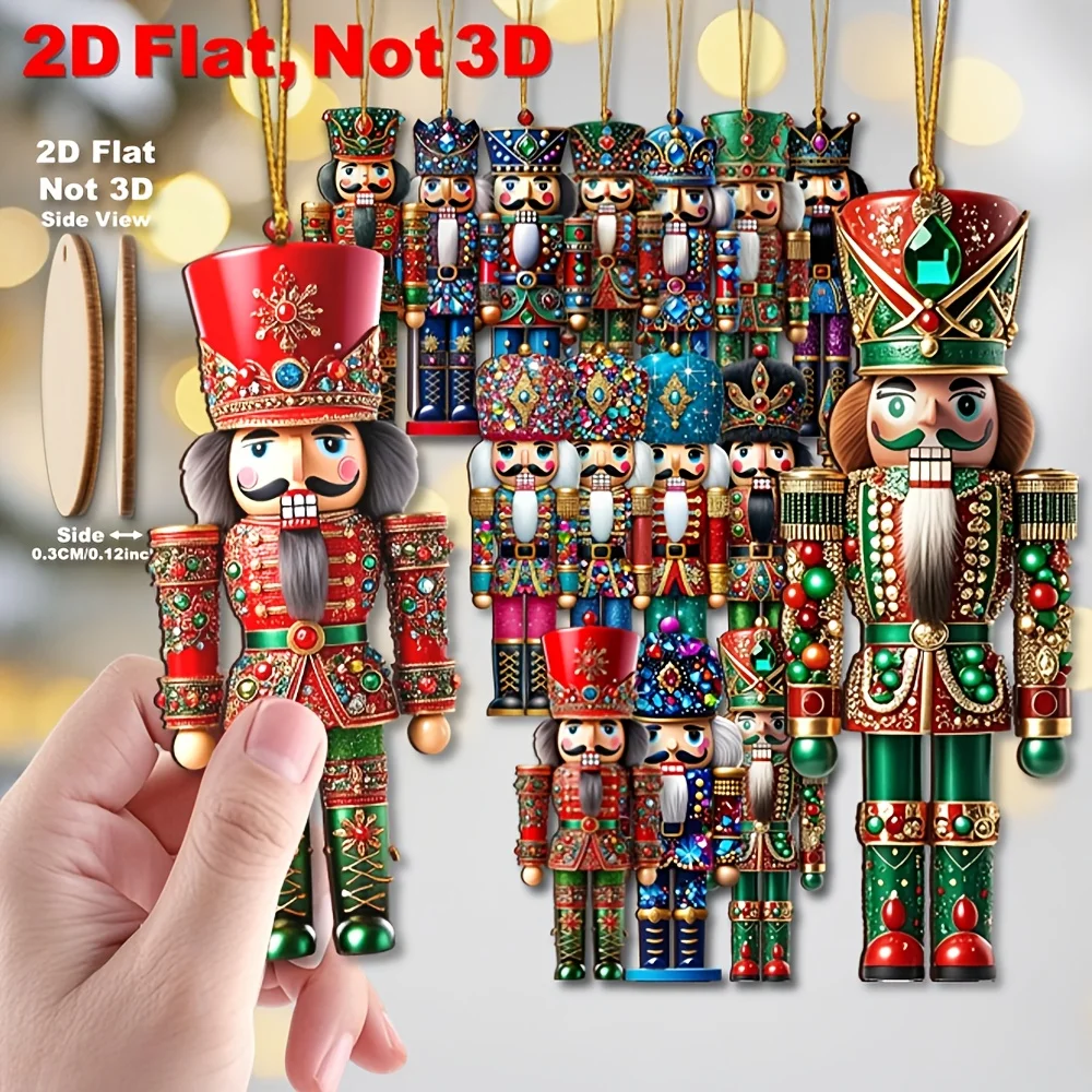 14/28pcs Nutcracker Soldier Christmas Wooden Hanging Decors Wood Gift Xmas Pendant Christmas Party Supplies Home Decor Christmas - Image 6