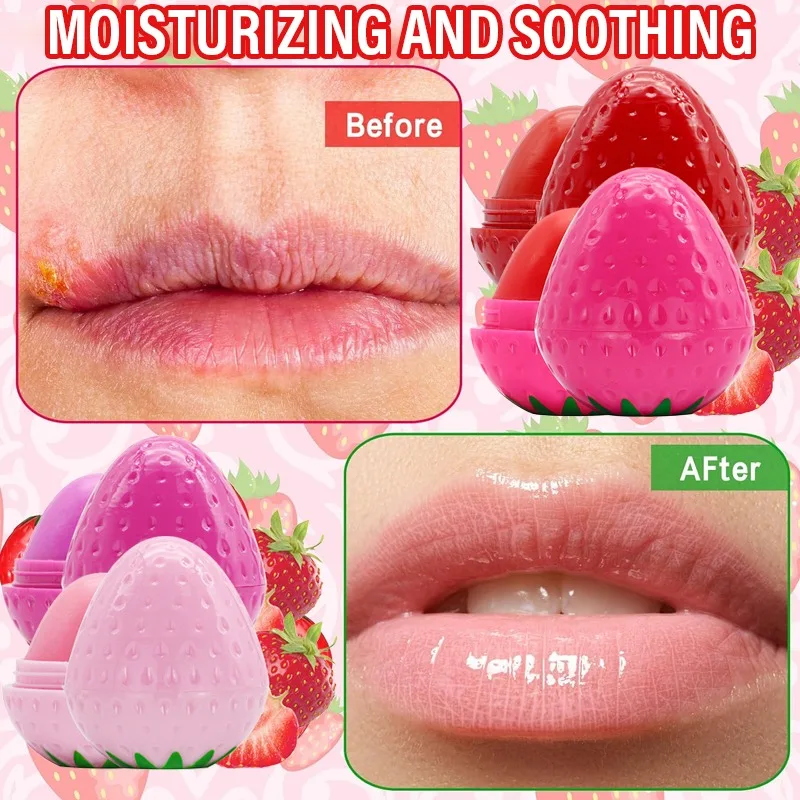 1/4Pcs Strawberry Lip Balm Long-Lasting Moisturizing Repair Hydrating Red Lipstick Cute Fruits Repairs Dry Lips Care Cosmetics - Image 2