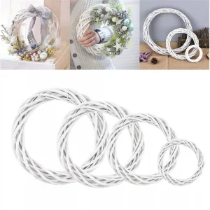 15-30cm White Rattan Wreath Ring DIY Christmas Wreath Decor Artificial Flower Garland Xmas Party Gifts Wedding Home Decoration