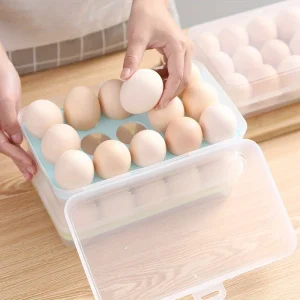 15-grids Egg Storage Box Kitchen Refrigerator Eggs Preservation Box Portable Plastic Household Outdoor Picnic Egg Storage Box