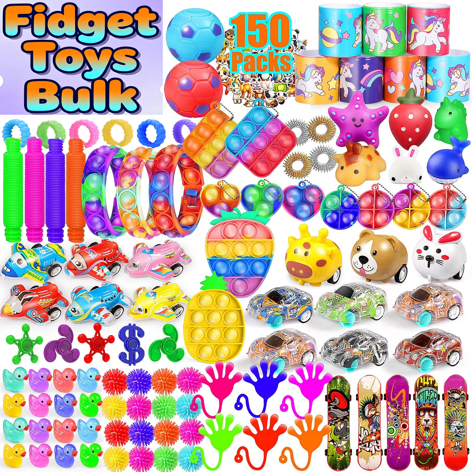 150/300pcs Party Favors for Kids Goodie Bags Fillers Popular Fidget Toys for Kids Birthday Party, Prizes Bulk,Stocking Stuffers