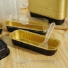 150Pcs Mini Cake Pans with Lids and Spoons 200ml Non-Stick Foil Baking Loaf Pans Rectangular Foil Bread Container for Kitchen