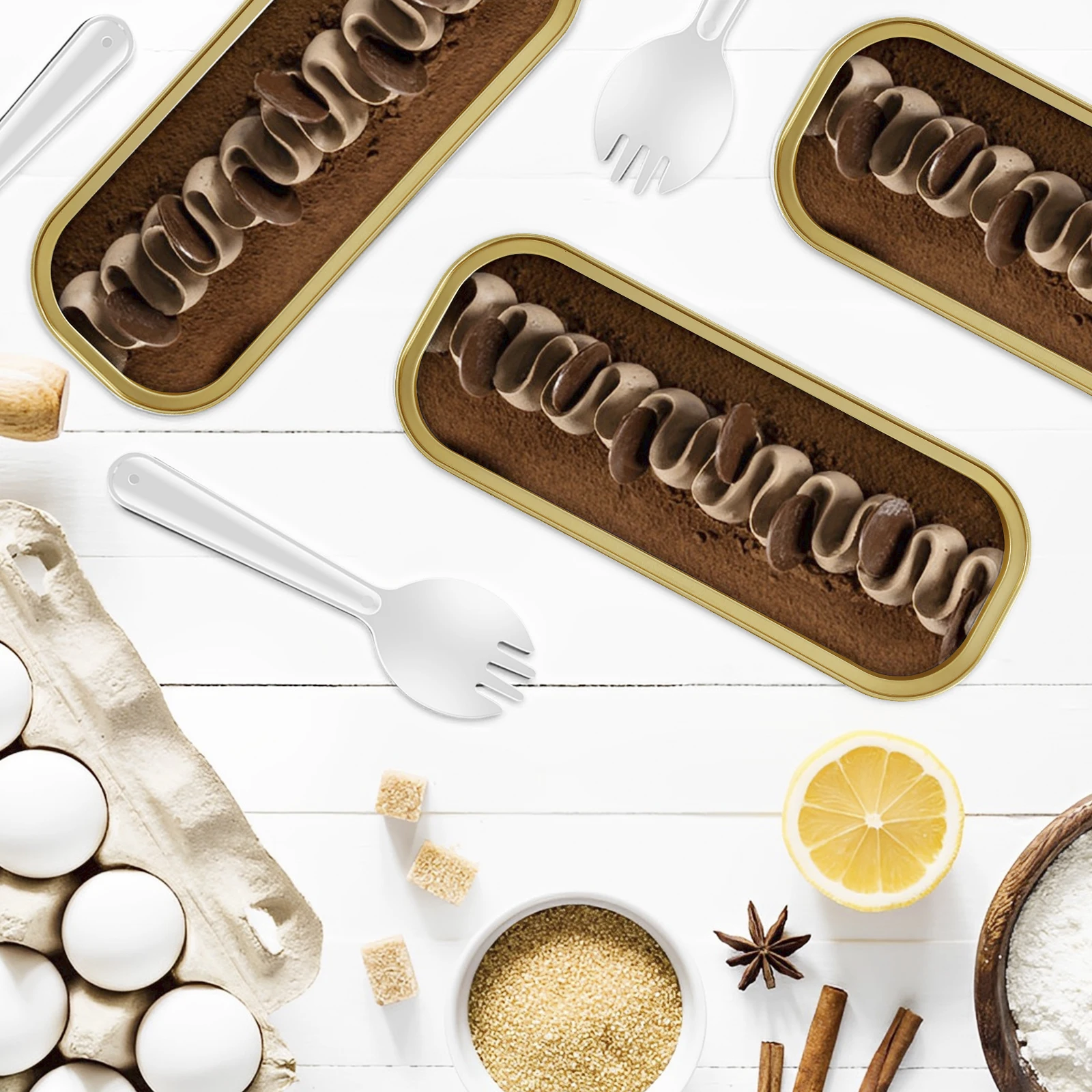 150Pcs Mini Loaf Pans with Lids and Spoons 200ml Rectangle Aluminum Foil Baking Pan Mini Bread Container Heat-Resistant Cake Pan - Image 3