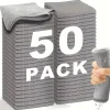 1/50pcs Gray Bamboo Charcoal Thickened Super Absorbent Dishcloth Oil Resistant Kitchen Wipes Microfiber Cleaning Cloths
