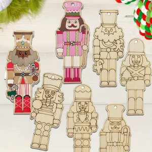 15Pcs/set Christmas Wooden Ornament Unpainted Nutcracker Hanging Pendant For Merry Christmas Tree Decoration DIY Painting Gifts