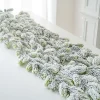 180 cm Christmas wicker simulates snowfall and velvet snow scene, decorated with wicker and LED Christmas wreath